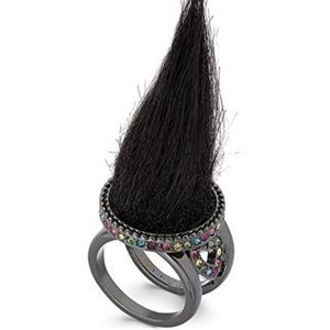 Betsey Johnson xox Trolls Faux Fur Ring- Black